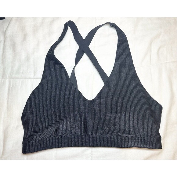 AERIE Offline Shiny Ribbed Stretch‎ Medium Support Sports Bra SIZE MEDIUM - Picture 1 of 7